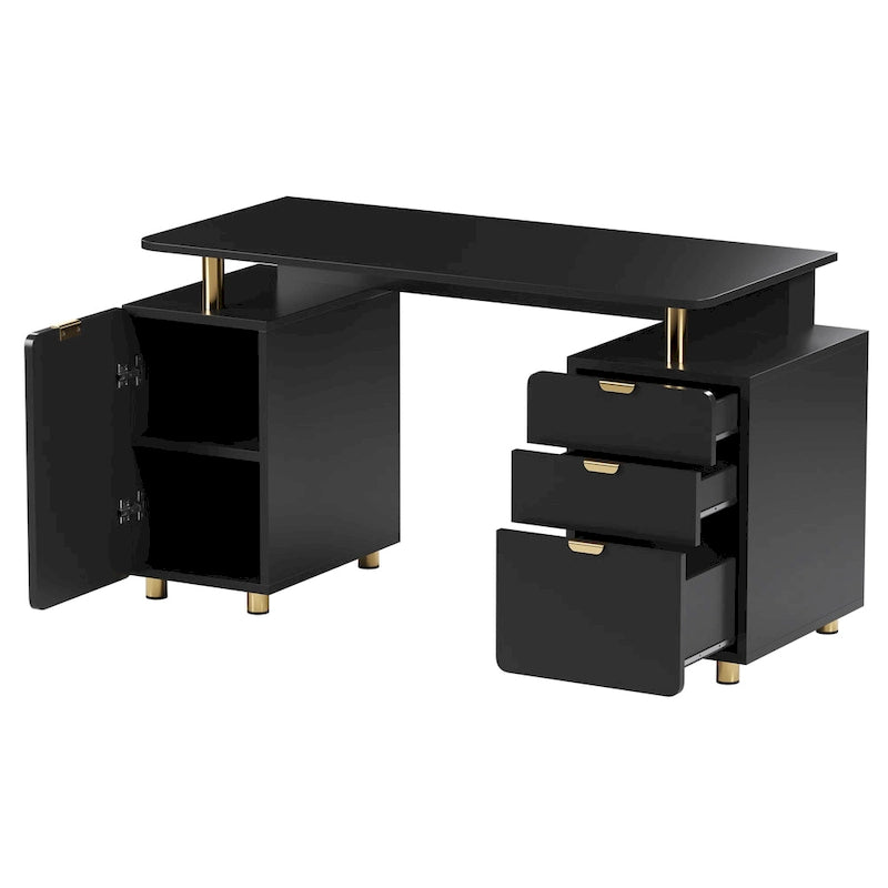 Modern Executive Floating Desk with 3 Drawers & Sleek Work Surface