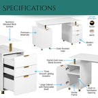 Modern Executive Floating Desk with 3 Drawers & Sleek Work Surface