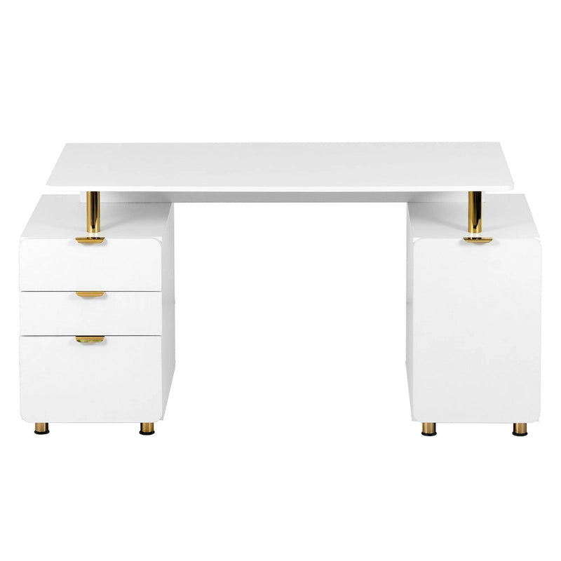 Modern Executive Floating Desk with 3 Drawers & Sleek Work Surface