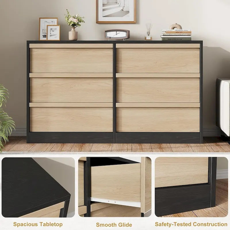 6 Drawer Dresser for Bedroom, Modern Dresser Organizer Storage Chest