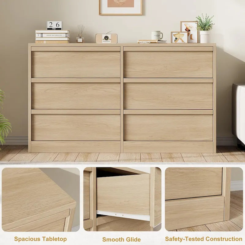 6 Drawer Dresser for Bedroom, Modern Dresser Organizer Storage Chest