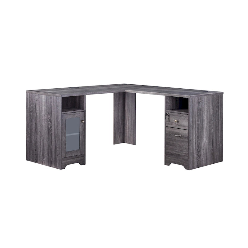 Barlon Transitional 59-inch L-shaped Computer Desk with USBs