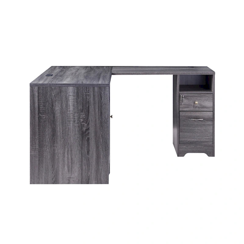 Barlon Transitional 59-inch L-shaped Computer Desk with USBs