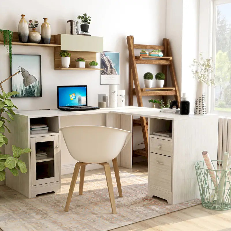 Barlon Transitional 59-inch L-shaped Computer Desk with USBs