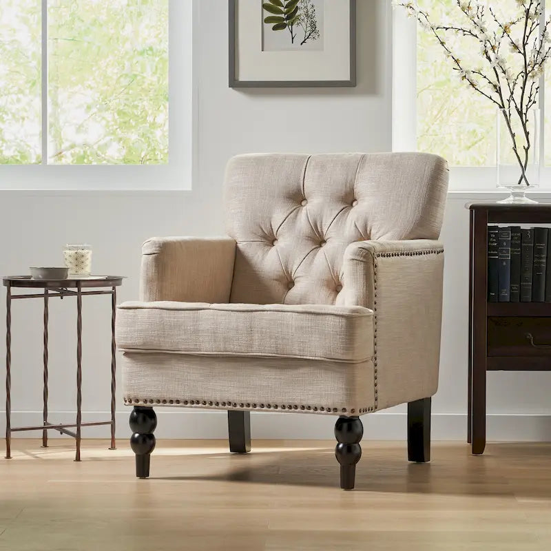 Malone Tufted Back Fabric Club Chair - 28.00 L x 29.50 W x 33.50 H