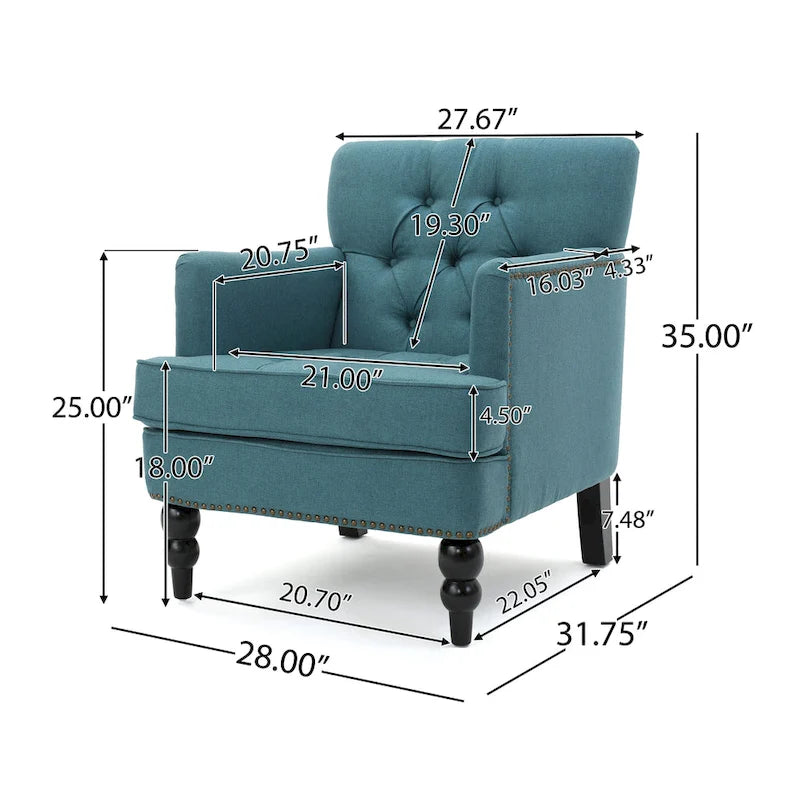 Malone Tufted Back Fabric Club Chair - 28.00 L x 29.50 W x 33.50 H