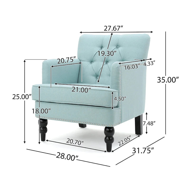 Malone Tufted Back Fabric Club Chair - 28.00 L x 29.50 W x 33.50 H