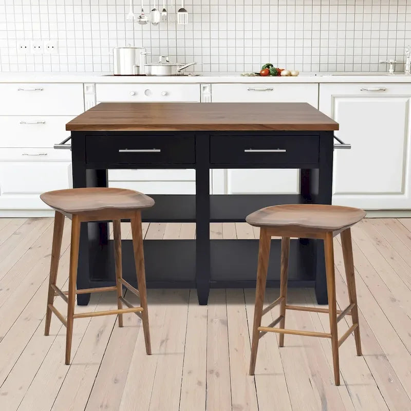 Backless Solid Acacia Counter Stool - Counter Stool