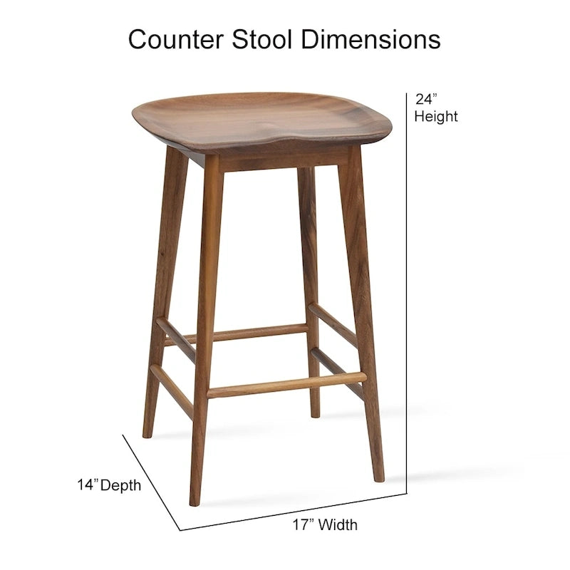 Backless Solid Acacia Counter Stool - Counter Stool