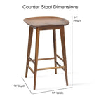 Backless Solid Acacia Counter Stool - Counter Stool