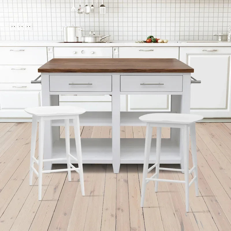Backless Solid Acacia Counter Stool - Counter Stool