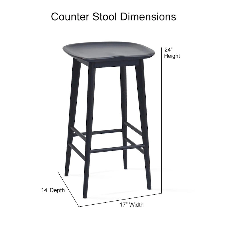 Backless Solid Acacia Counter Stool - Counter Stool