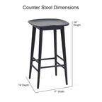 Backless Solid Acacia Counter Stool - Counter Stool