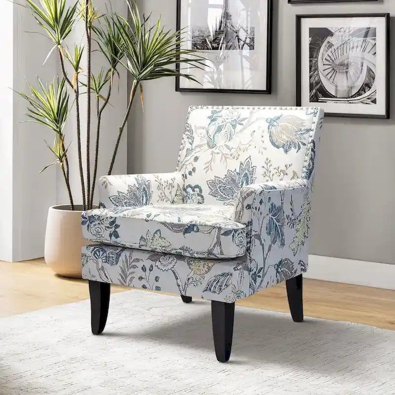 Akorda French Country Armchair with Nailhead Trim and Solid Wood Legs