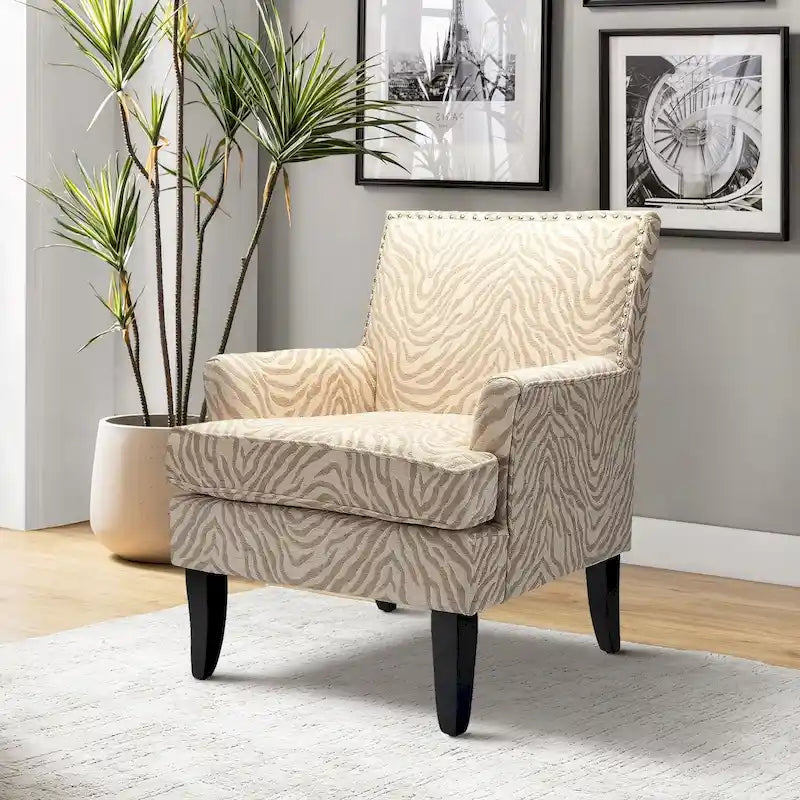 Akorda French Country Armchair with Nailhead Trim and Solid Wood Legs