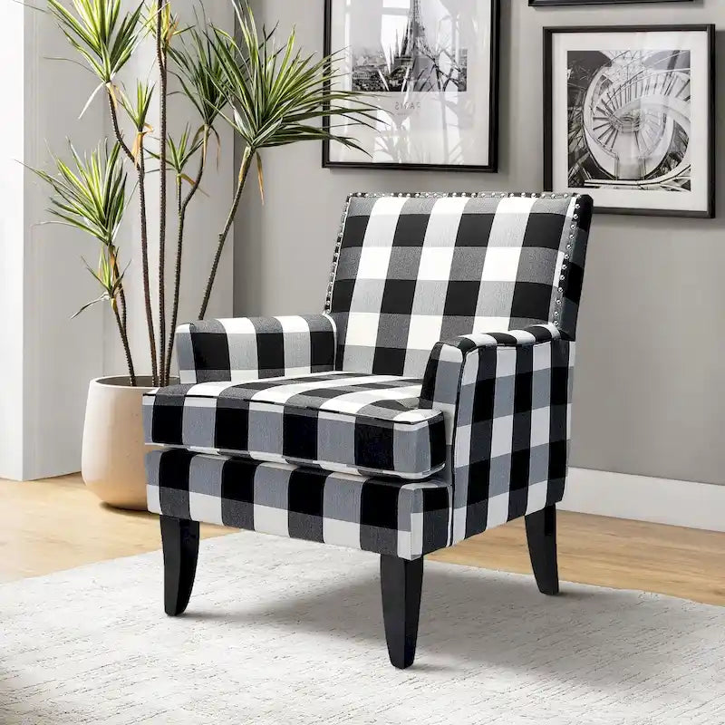 Akorda French Country Armchair with Nailhead Trim and Solid Wood Legs