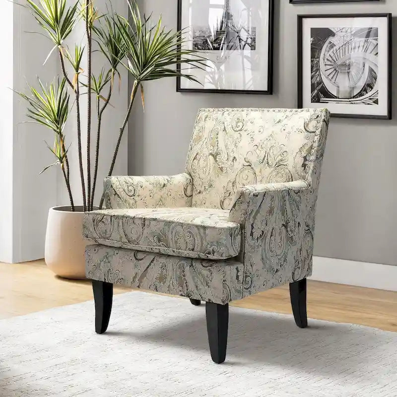 Akorda French Country Armchair with Nailhead Trim and Solid Wood Legs