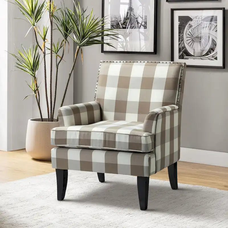 Akorda French Country Armchair with Nailhead Trim and Solid Wood Legs