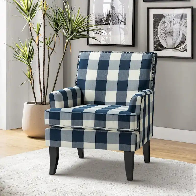 Akorda French Country Armchair with Nailhead Trim and Solid Wood Legs