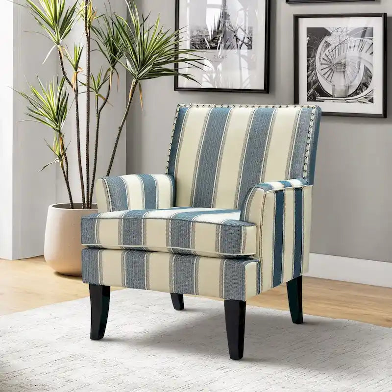 Akorda French Country Armchair with Nailhead Trim and Solid Wood Legs
