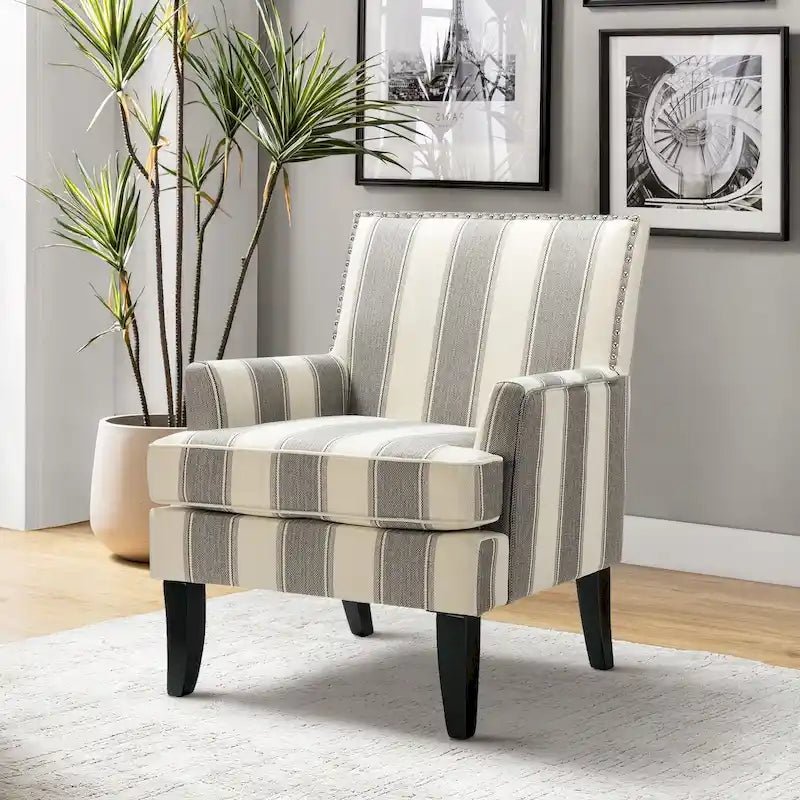 Akorda French Country Armchair with Nailhead Trim and Solid Wood Legs