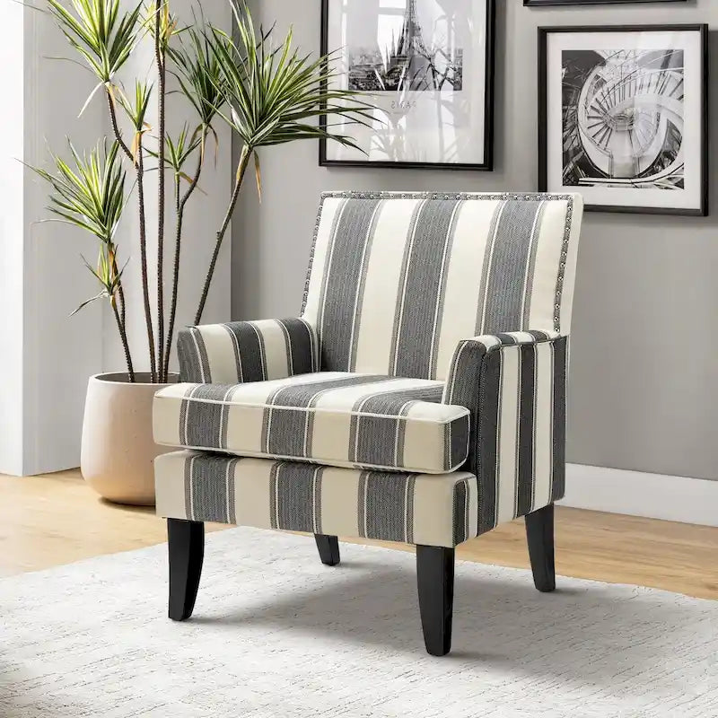Akorda French Country Armchair with Nailhead Trim and Solid Wood Legs