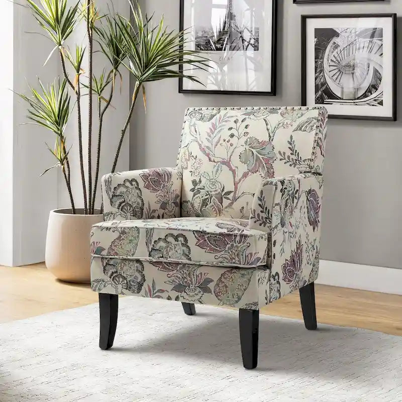 Akorda French Country Armchair with Nailhead Trim and Solid Wood Legs