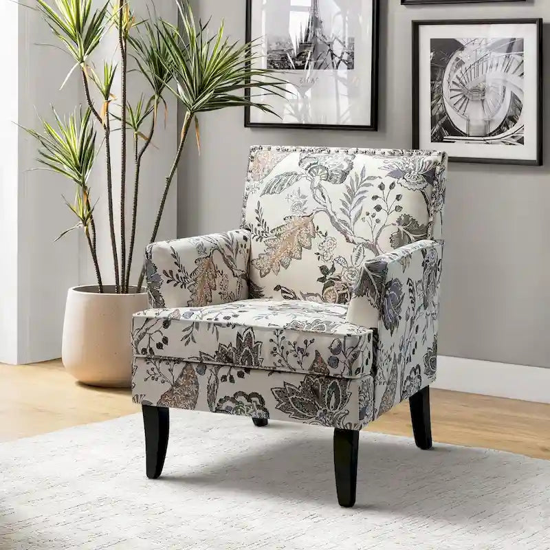 Akorda French Country Armchair with Nailhead Trim and Solid Wood Legs