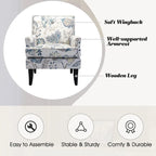 French Country Armchair with Nailhead Trim and Solid Wood Legs