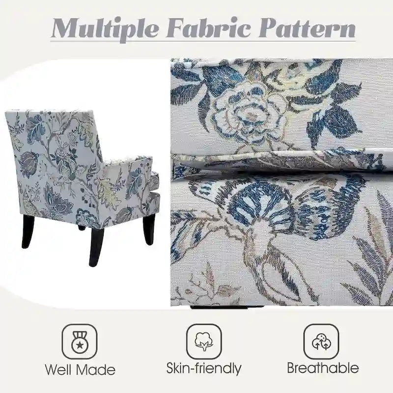 Akorda French Country Armchair with Nailhead Trim and Solid Wood Legs