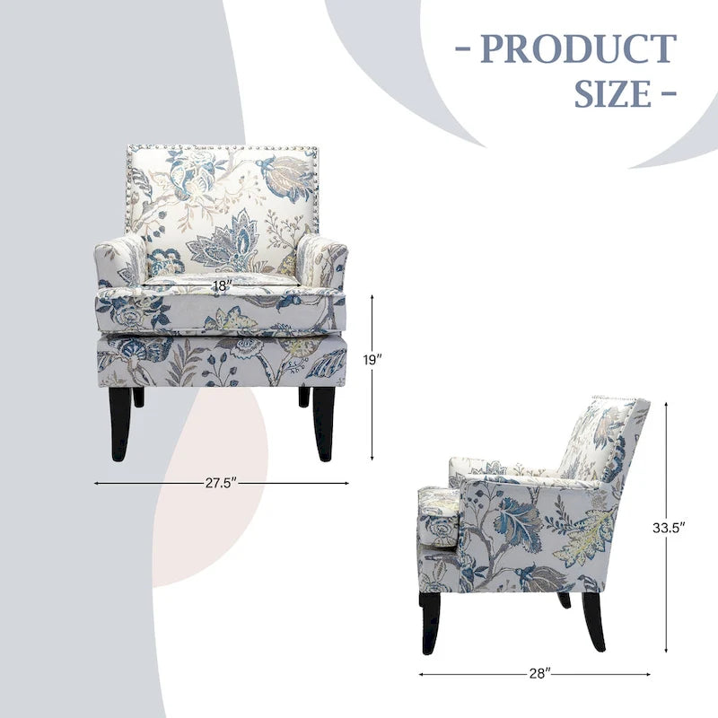 Akorda French Country Armchair with Nailhead Trim and Solid Wood Legs