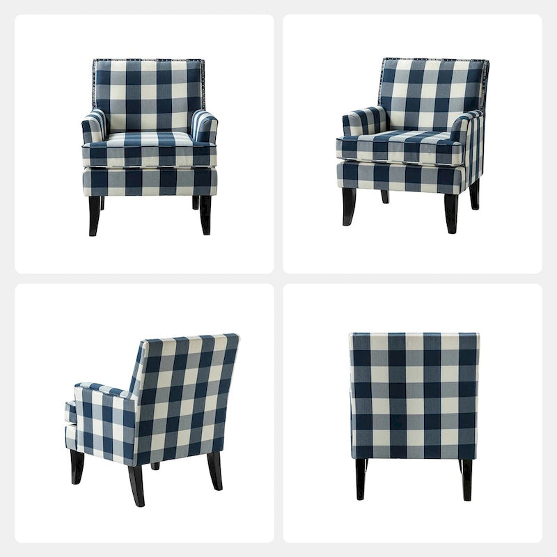 Akorda French Country Armchair with Nailhead Trim and Solid Wood Legs