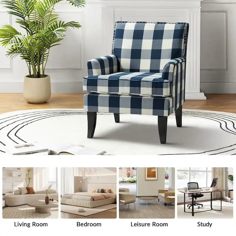 Akorda French Country Armchair with Nailhead Trim and Solid Wood Legs
