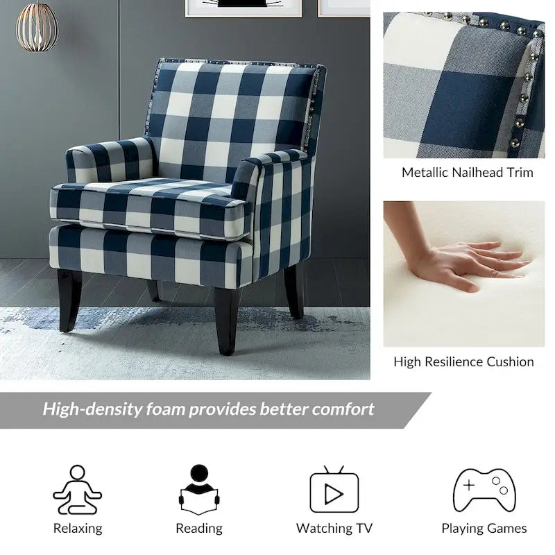 Akorda French Country Armchair with Nailhead Trim and Solid Wood Legs
