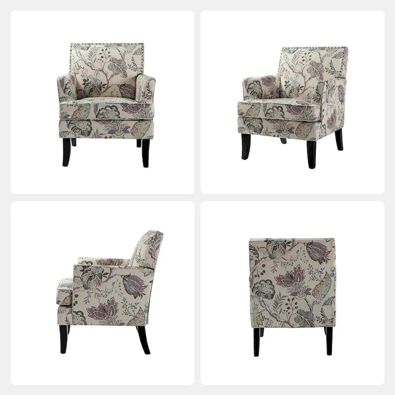Akorda French Country Armchair with Nailhead Trim and Solid Wood Legs