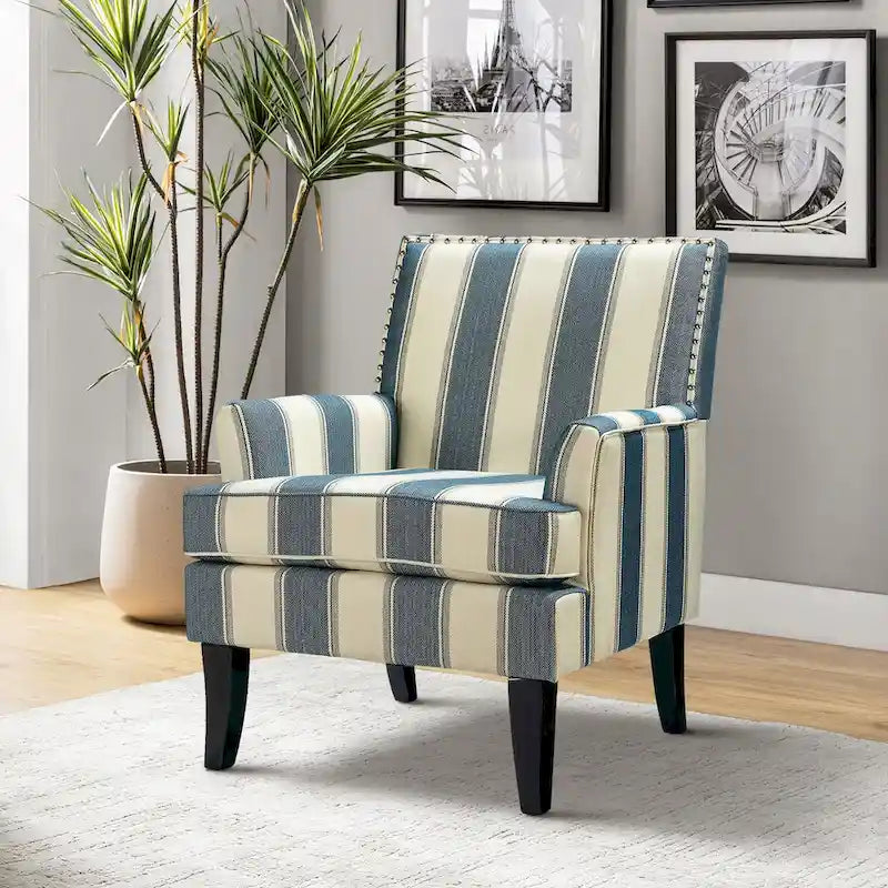 Akorda French Country Armchair with Nailhead Trim and Solid Wood Legs