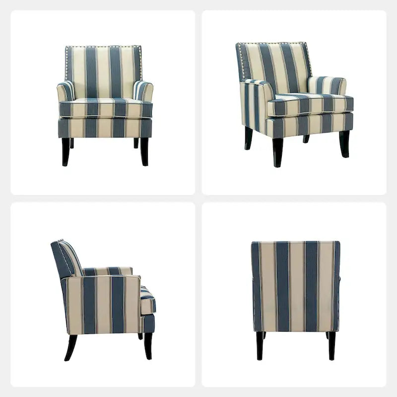 Akorda French Country Armchair with Nailhead Trim and Solid Wood Legs