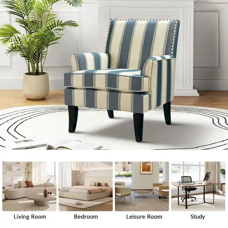 Akorda French Country Armchair with Nailhead Trim and Solid Wood Legs