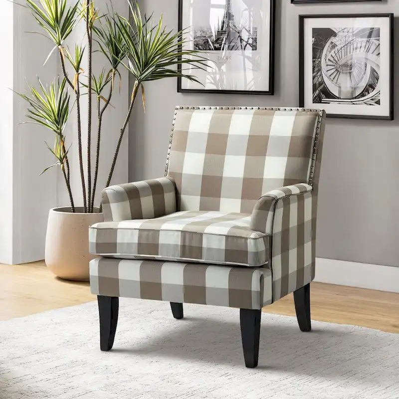 Akorda French Country Armchair with Nailhead Trim and Solid Wood Legs