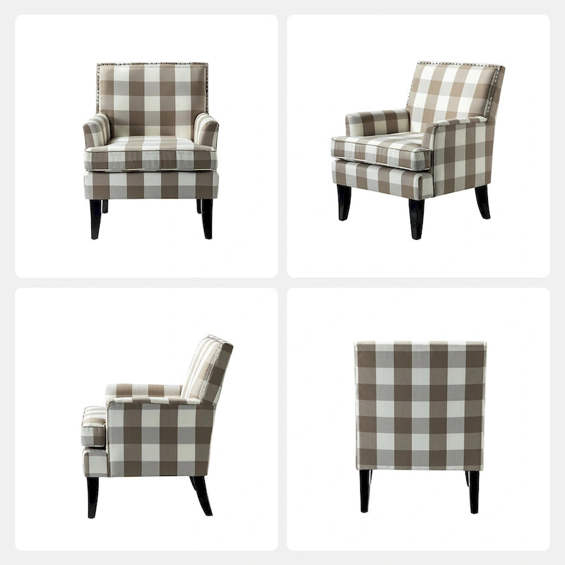 Akorda French Country Armchair with Nailhead Trim and Solid Wood Legs