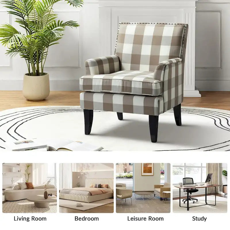 Akorda French Country Armchair with Nailhead Trim and Solid Wood Legs