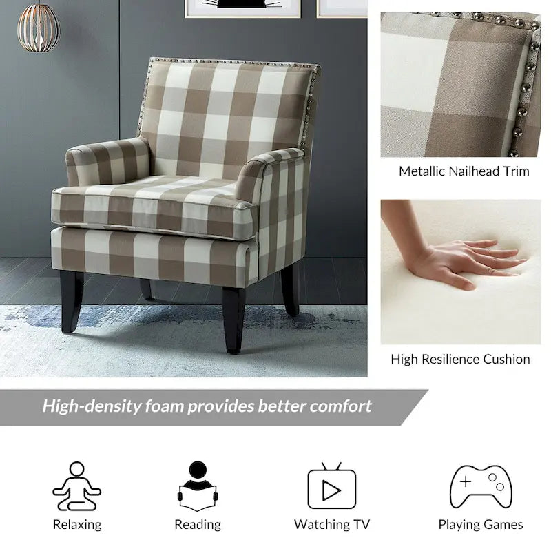 Akorda French Country Armchair with Nailhead Trim and Solid Wood Legs