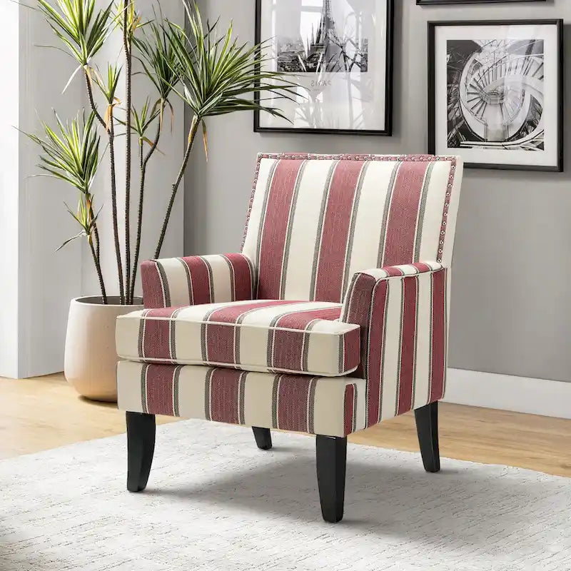 Akorda French Country Armchair with Nailhead Trim and Solid Wood Legs