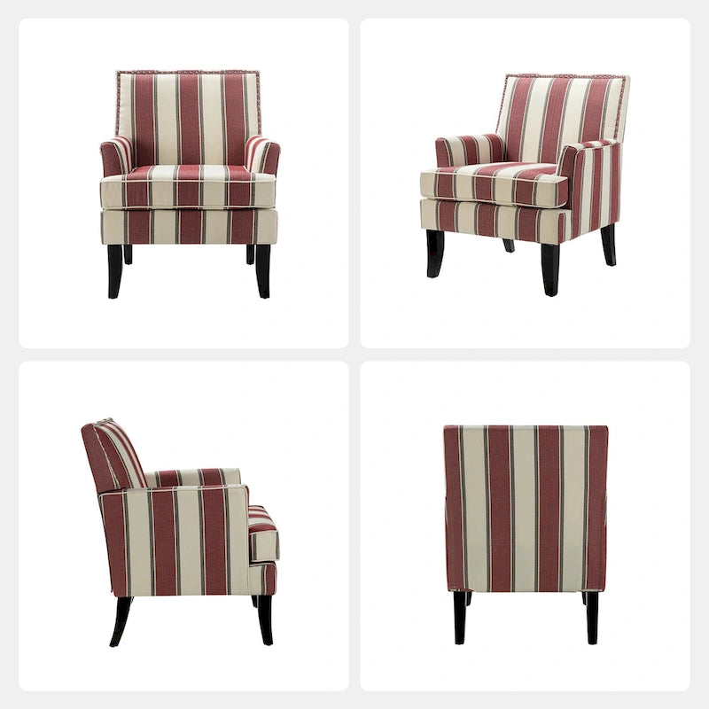 Akorda French Country Armchair with Nailhead Trim and Solid Wood Legs