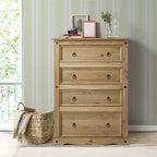 Wood Dresser 4 Drawers Chest