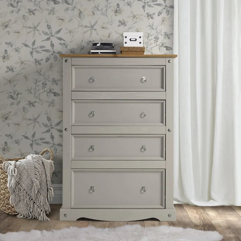 Wood Dresser 4 Drawers Chest