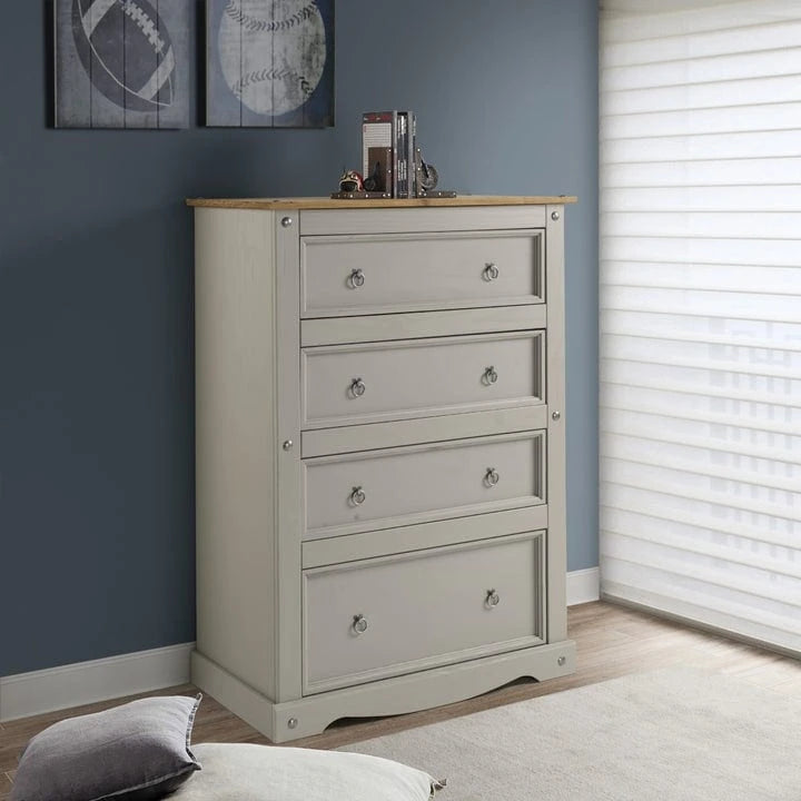 Wood Dresser 4 Drawers Chest