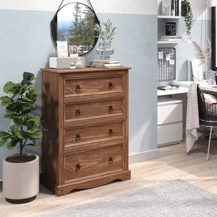 Wood Dresser 4 Drawers Chest