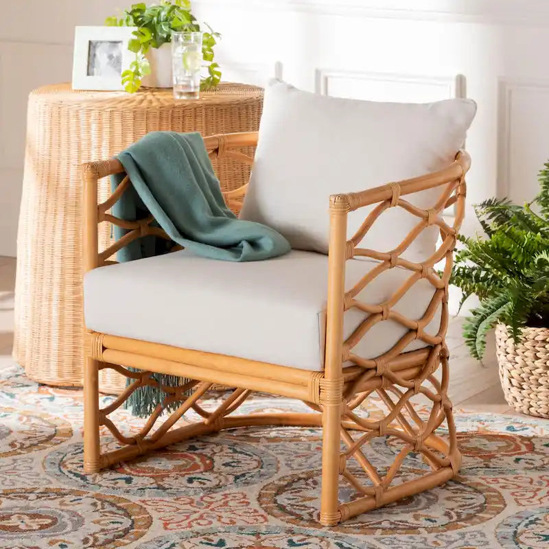 Bohemian Light Honey Rattan Arm Chair