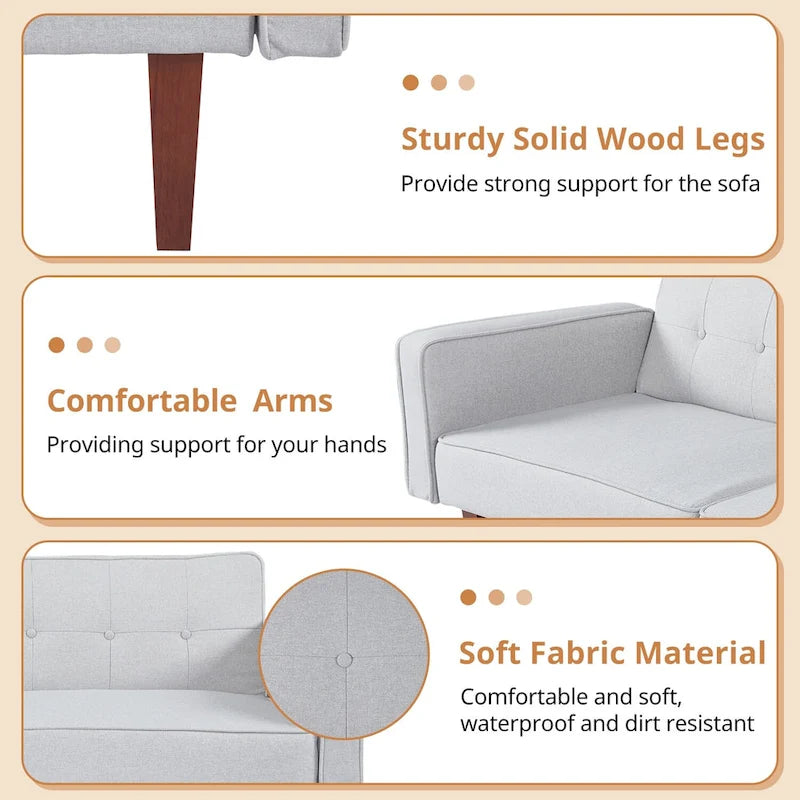 Futon Sofa Bed Memory Foam Couch Sleeper Daybed Foldable Convertible Loveseat